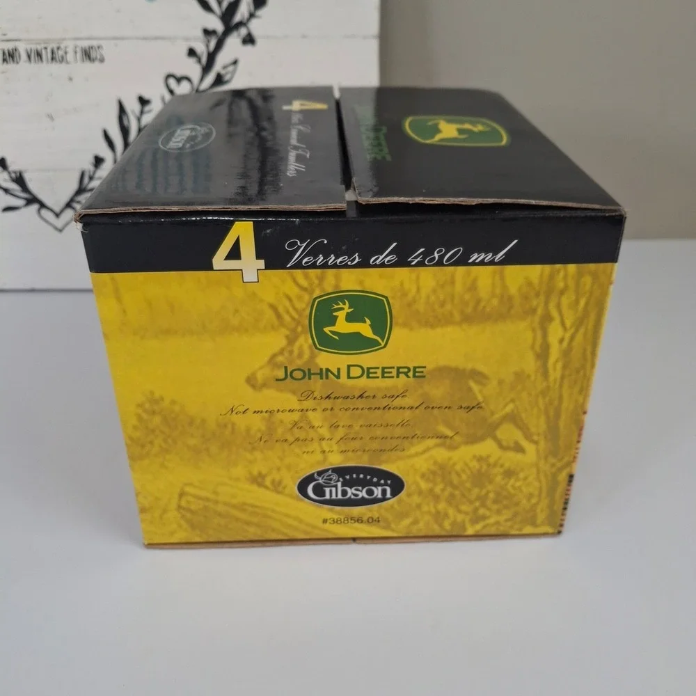 Gibson Everyday John Deere 16oz Conical Tumblers Set of 4 Tractor Glass 38856.04